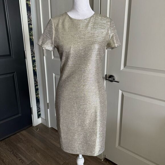 NWT Alice + Olivia Delora Silver Metallic Mini Cocktail Party Dress Size 8 - Picture 1 of 9
